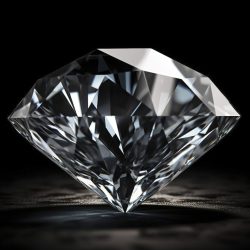 Diamond on black background. Ai generated image.